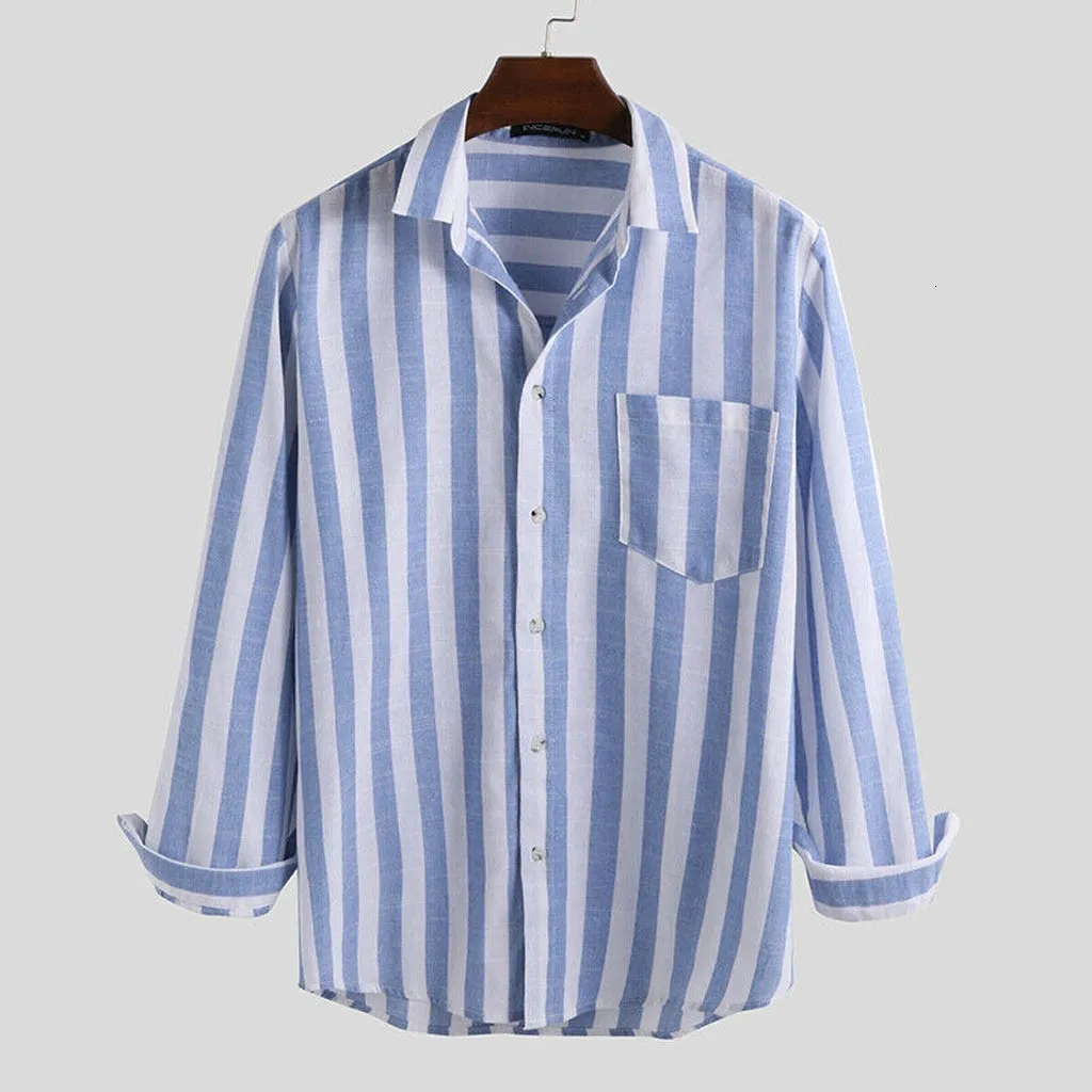 2019 мужские рубашки в стиле кэжуал Осенние новые модные винтажные полосатые
