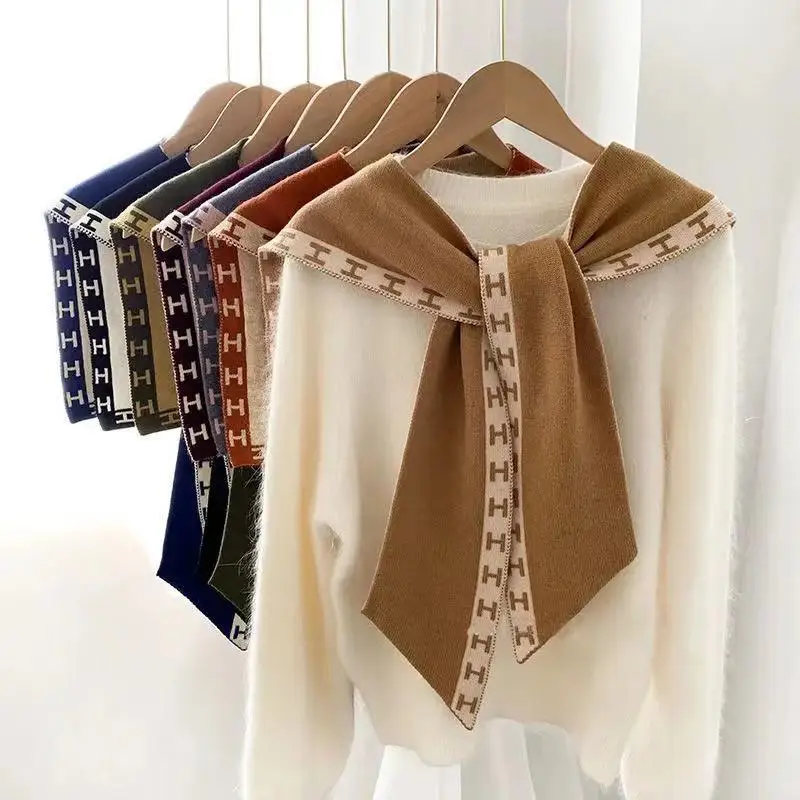 

Autumn and winter false collar with shoulder, air-conditioned room with knitted shawl and knotted scarf