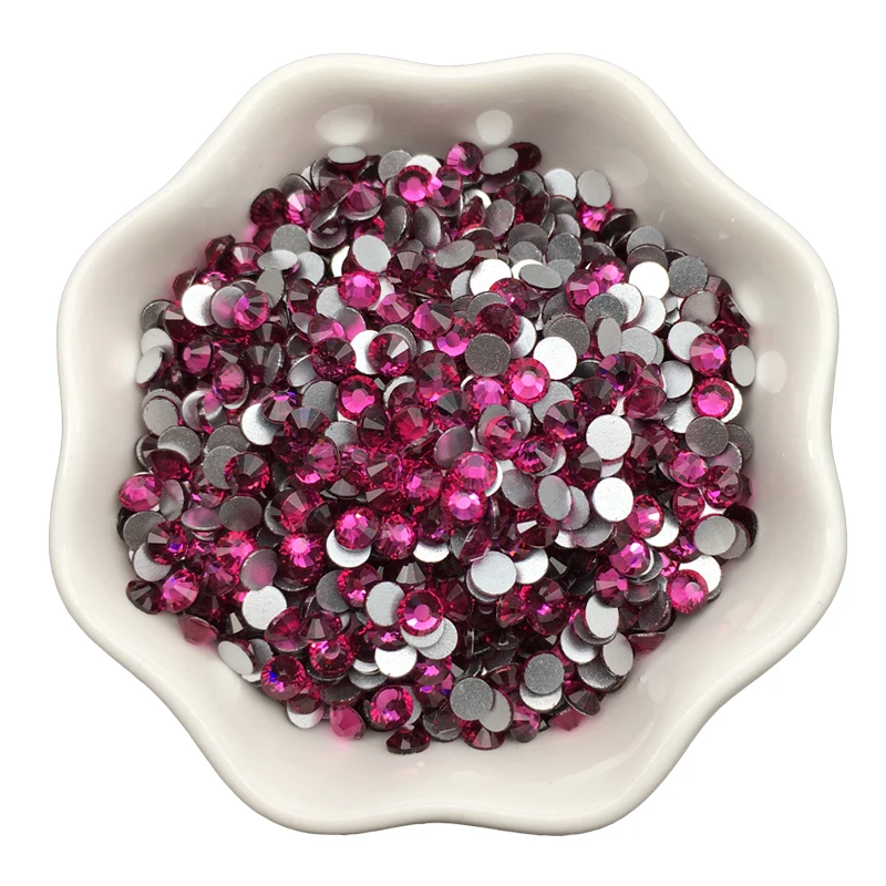 Хорошее качество фуксия плоская задняя часть сделай сам страз кристалл ss3-ss34 без