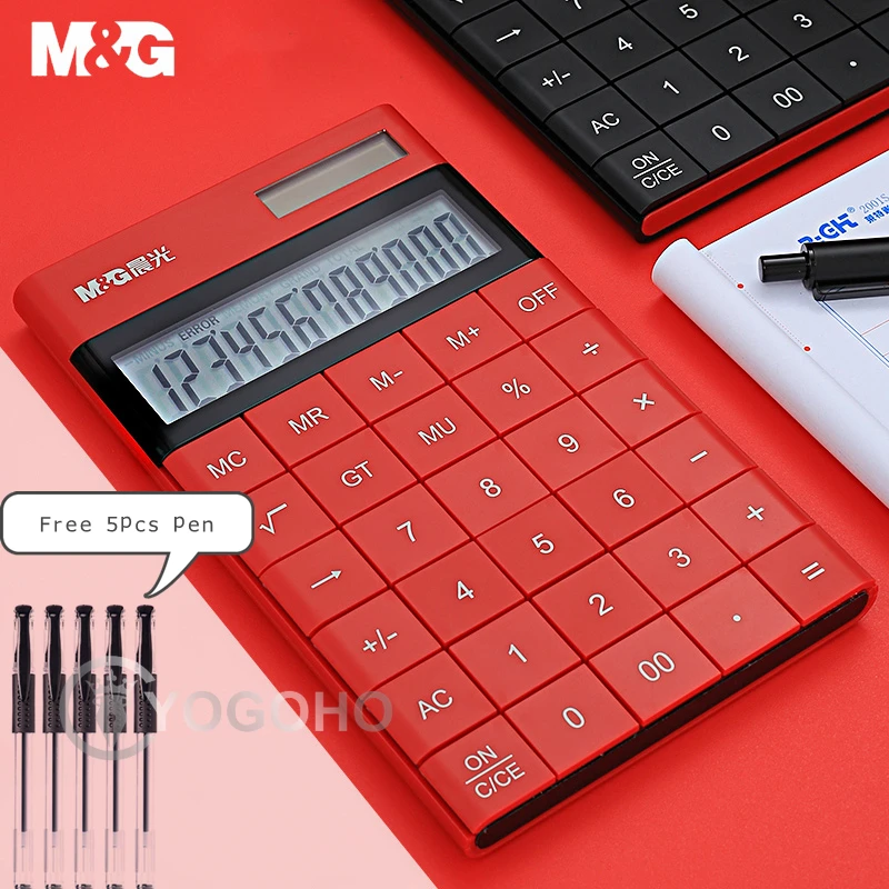 

M&G Modern Thin 12-digit Calculator Dual Power Cute Small Solar Calculators 4 Colors Caculator Scientic Calculater