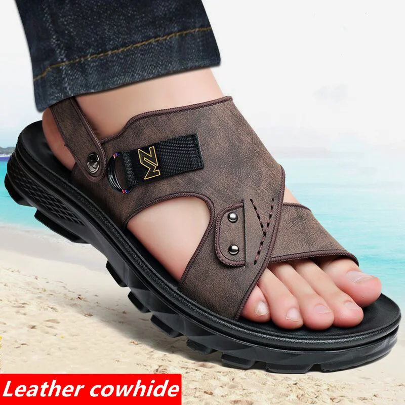 

Мужские сандалии, удобные, искусственная кожа, матовые пляжные тапочки, 21 новая дышащая повседневная обувь, уличная пляжная обувь