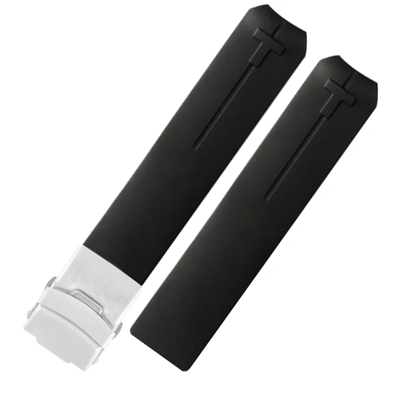 black 1 clasp 21mm Силиконовые ремешки для часов 20 мм 21 мм для Tissot T013 T047 резиновый оранжевый ремешок T-Sport ремешок водонепроницаемый T013420A T047420A - Цвет ремешка: black 1 clasp 21mm