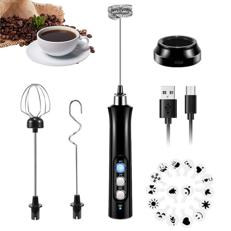 

Handheld Electric Mixer Blender Milk Frother Coffee Cappuccino Mixer Tools USB Recharge Stainless Bubble Maker Whisk Portable