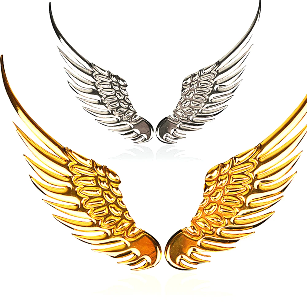 

1 Pair Car Body 3D Angel Hawk Wings Auto Emblem Badge Alloy Metal Decal Sticker Logo Gold Silver Color Decor Cool Universal