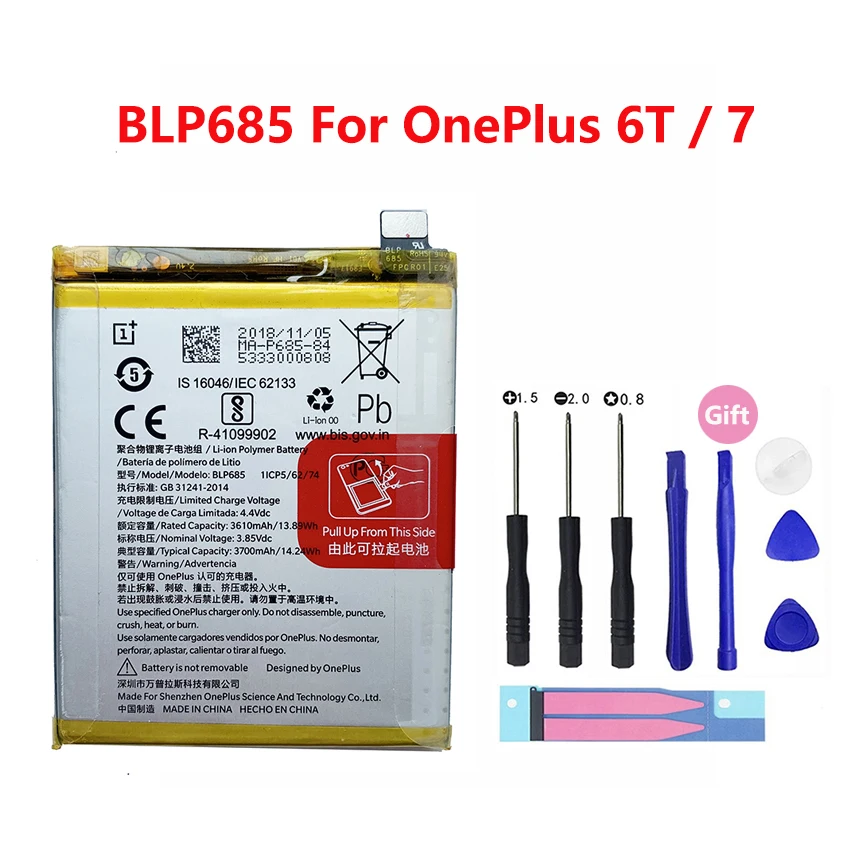 

Original Battery For OnePlus 7 6T 6 5 5T 3 3T 2 1 1+ BLP571 BLP597 BLP613 BLP633 BLP637 BLP657 BLP685 Cell Phone Batteries