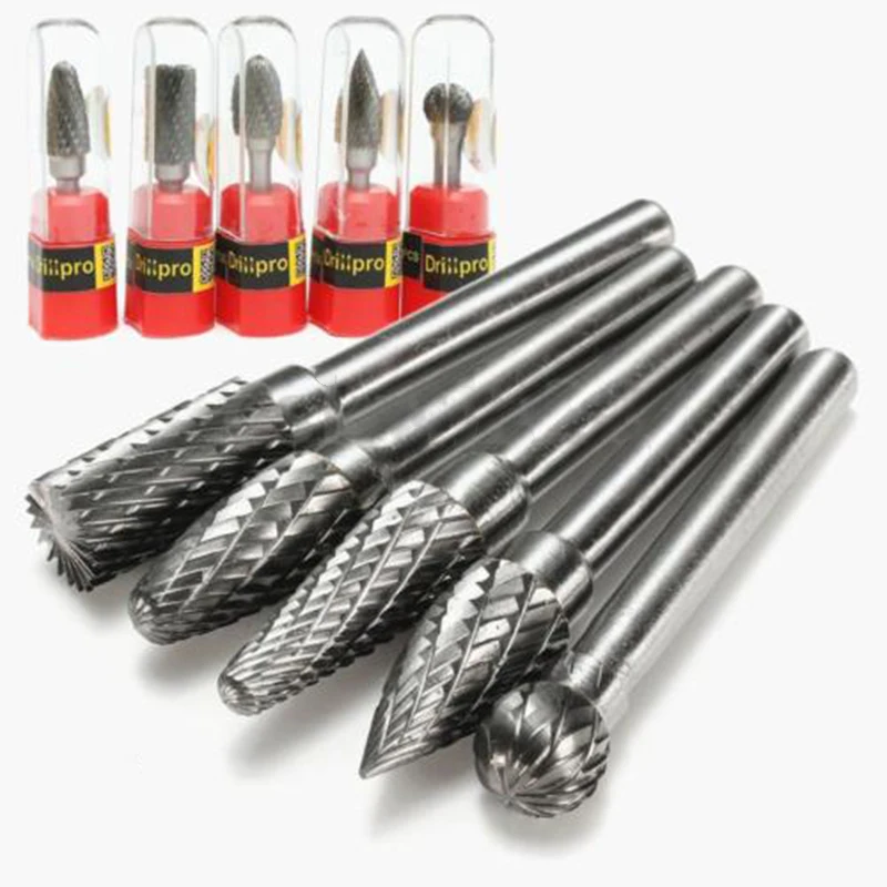 

5pcs 6mm 1/4 Tungsten Carbide Burr Bur Rotary Cutter File Bit Die Grinder CNC