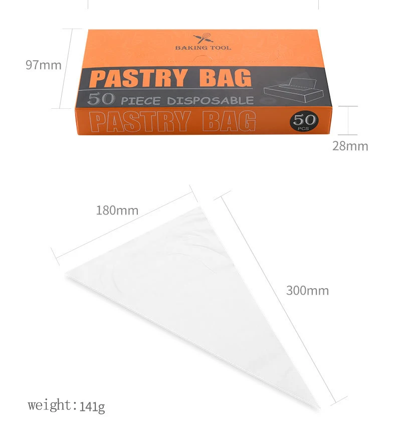 

50pcs Box One-time Garment Bag Cake Garnish Cookie Baking Tool Kitchen Supplies