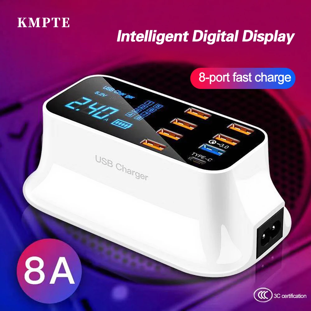 Устройство зарядное сетевое с 8 USB портами и ЖК дисплеем|Зарядные устройства для