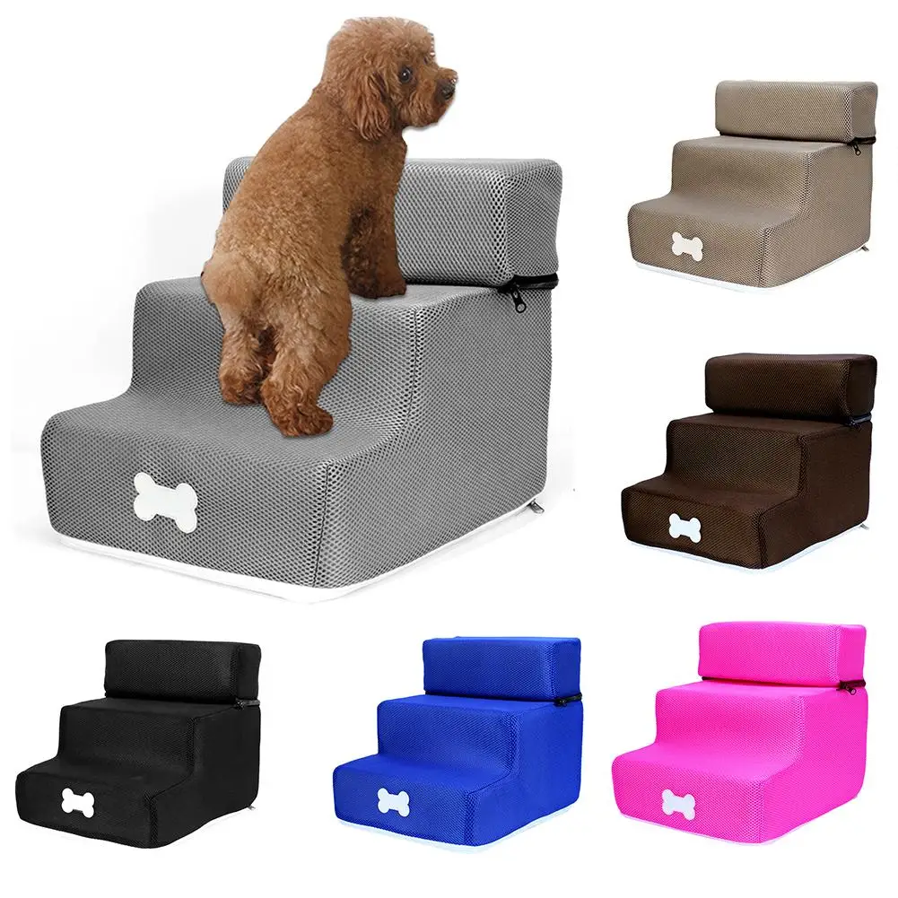 

Dog House Pet Stair 3 Steps Stairs for Small Dog Cat Pet Ramp Ladder Detachable Anti-slip Removable Washable Dogs Bed Stairs