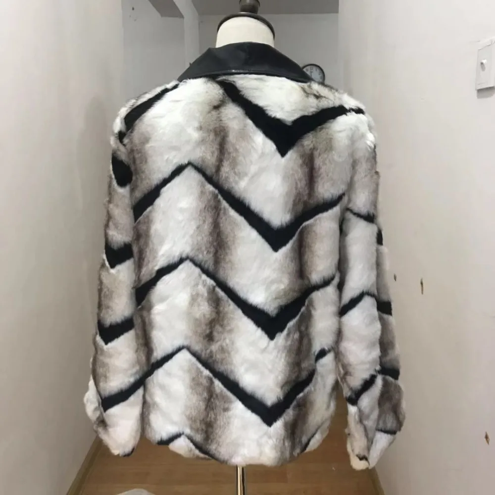 Зимние новые модные брендовые Лоскутные Куртки из искусственной кожи с искусственным мехом женские теплые меховые пальто на молнии в полоску Верхняя одежда Топы gx1691