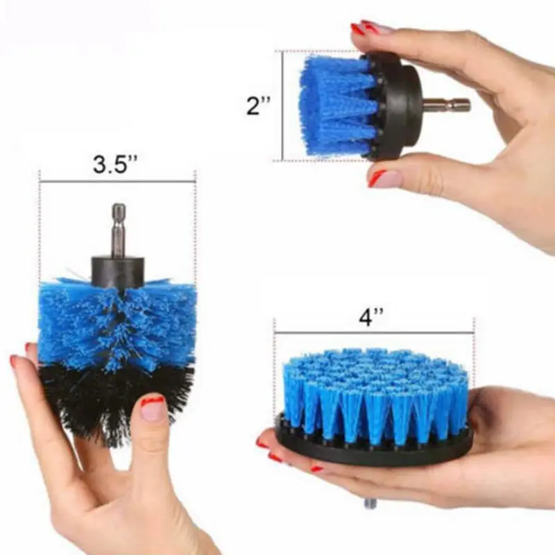 

Set Head Hard Bristle Car Nylon Auto Cleaning For cordless drill Paint Blue