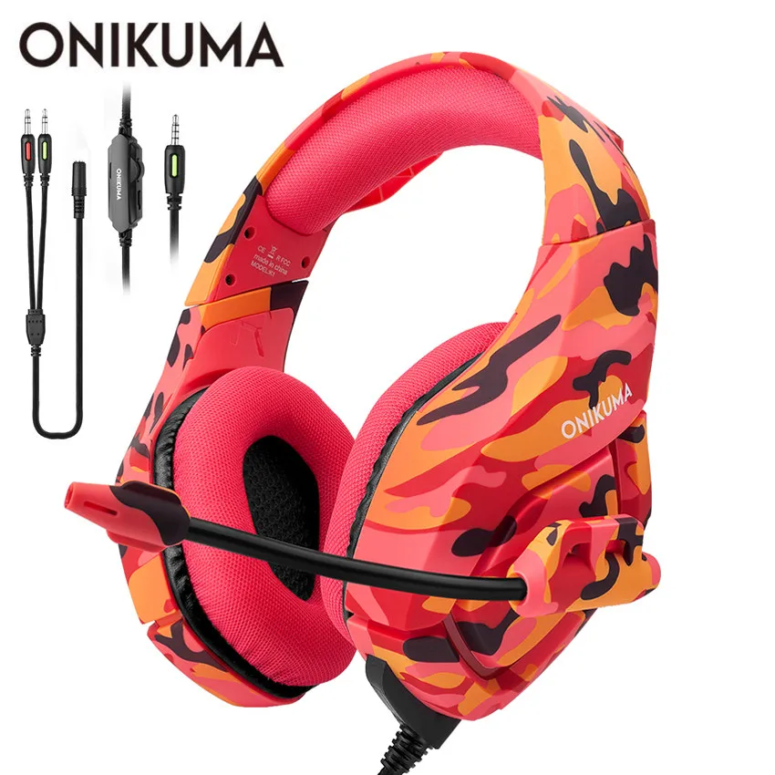 ONIKUMA K1 Casque PS4 игровая гарнитура с микрофоном камуфляжные наушники с шумоподавлением для ПК сотового телефона Xbox One ноутбук