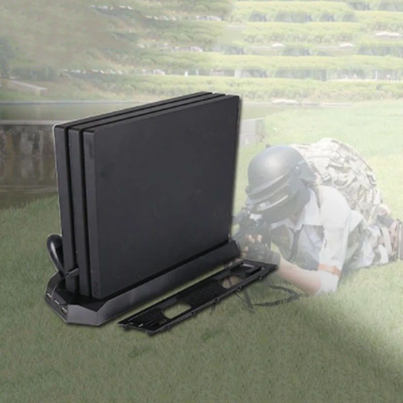 Верхняя вертикальная подставка для PS4 Slim/Pro с охлаждающим вентилятором двойная