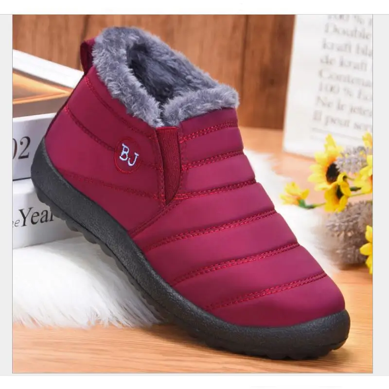 

Женские зимние ботинки 2021, водонепроницаемая женская обувь для снега, Повседневная зимняя обувь на плоской подошве, ботильоны для женщин, з...