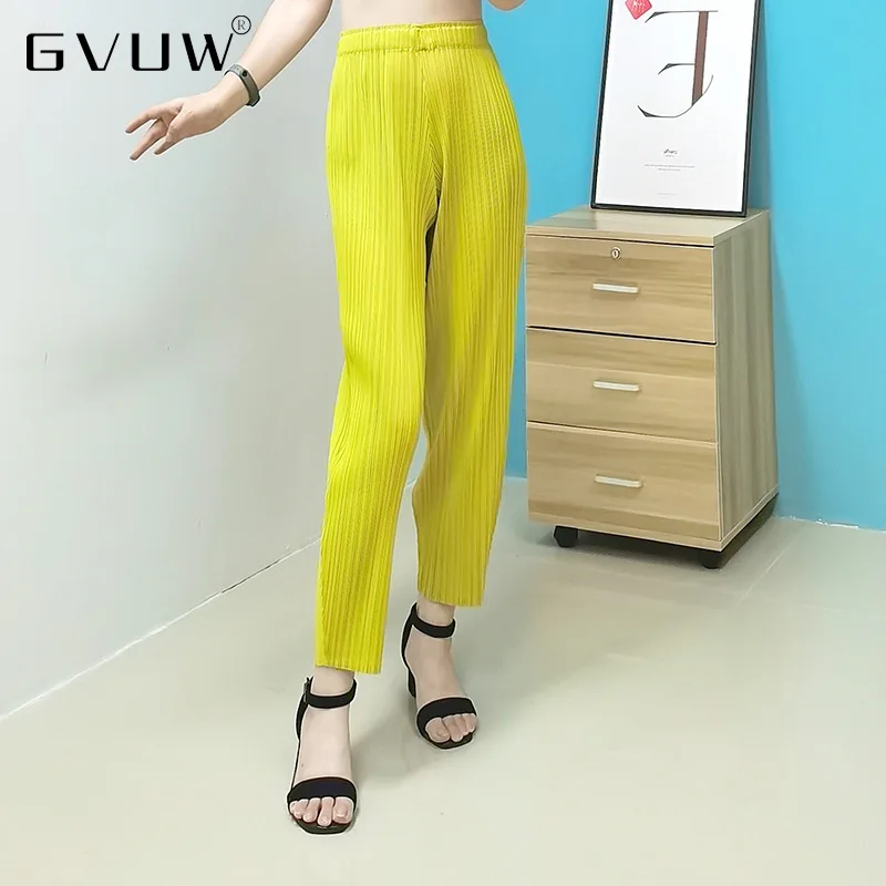 

GVUW Pleated Women's winter long purple Pants women 2021 Summer New Micro Harlan Small Foot Straight Pants Versatile KB61090