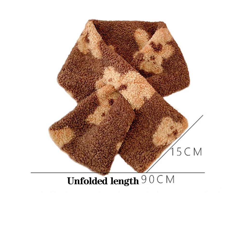 

New Women Autumn Winter Scarf Warm Bear Print Warm Scarves Ladies Plush Scarf New Year Brown Color Soft Scarf