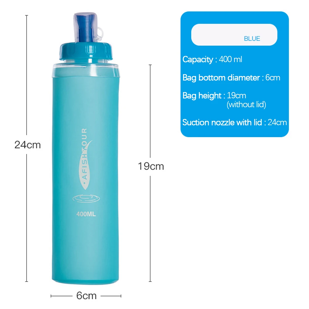 

Складная бутылка для воды, портативный термополиуретановый спортивный контейнер для путешествий, 400 мл, мягкая сумка для воды для марафона, ...