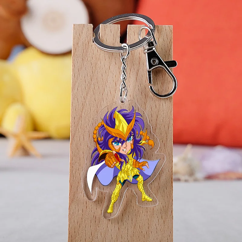 

Anime Saint Seiya Keychain Cartoon Figure Peripherals Acrylic Pendent Keyring