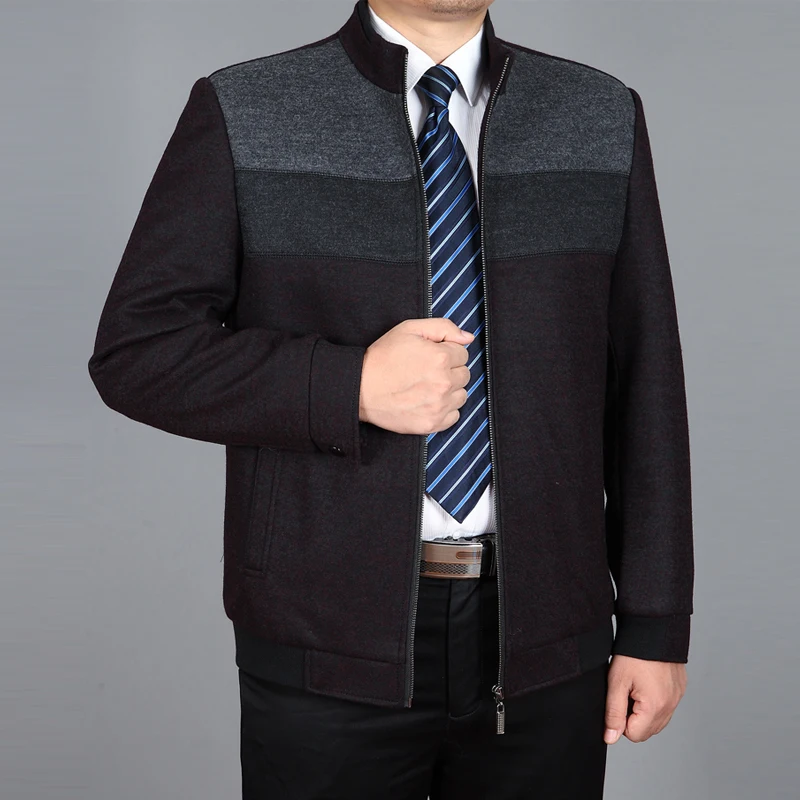 2021 Мужская Шерстяная Куртка Лоскутная Осень Шерстяное Пальто Зимняя С Молнией