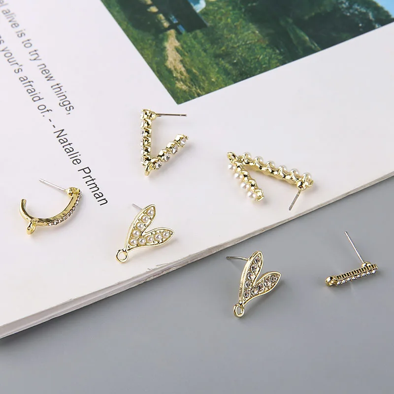 6 шт. корейский дизайн стразы серьги гвоздики для женщин дамы жемчужина Любовь V