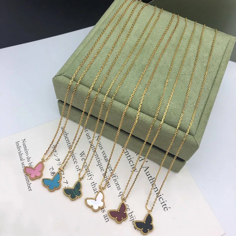 Gold Necklace Брендовые ювелирные изделия из чистого 925 пробы серебра для женщин, серьги золотого цвета, дизайнерские свадебные серьги в виде бабочки, ожерелье, браслет - Окраска металла: Gold Necklace