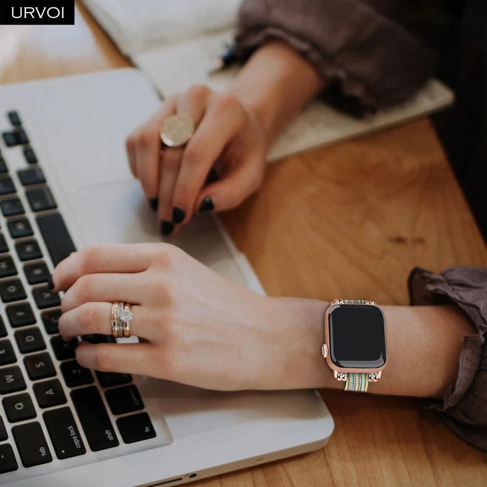Тканевый ремешок URVOI для Apple Watch series 4 321 iwatch 40 мм 44 тонкая ткань наручные часы