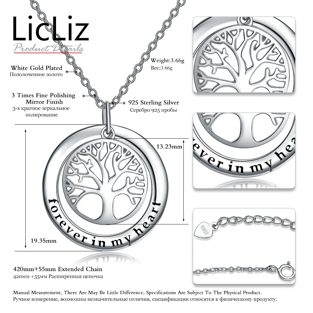 

LicLiz Clearance 925 Sterling Silver 18K Gold Bird Flower Heart Letters Moon Tree Leaf Pendant Necklaces for Women 925 Jewelry