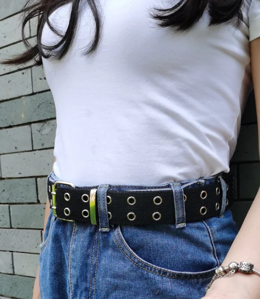 

HJKL 2020 Women Punk Chain Fashion Belt Adjustable Double/Single Row Hole Eyelet Waistband with Eyelet Chain Decorative Belts