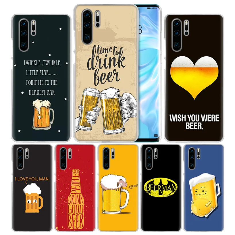 Жесткий чехол-накладка из поликарбоната для huawei Honor P20 mate 20 10 P10 P9 P8 8X9 Lite P Smart+ Plus Nova 3i прозрачный чехол с изображением пива