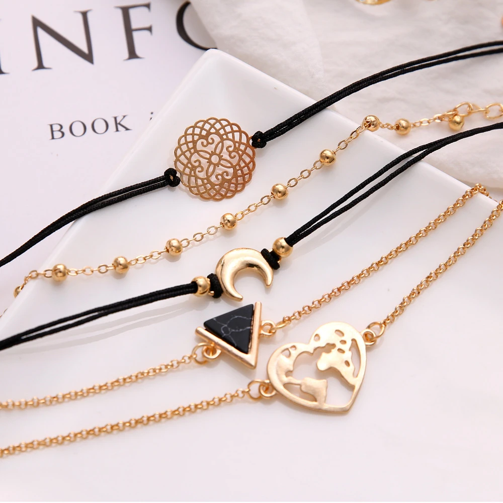 Boho Rose карта браслеты и браслеты для женщин богемный круглый бисерный очаровательный браслет набор модные Многослойные аксессуары Bijoux
