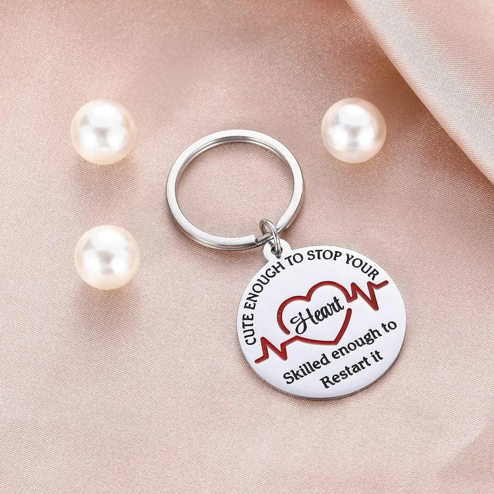 Nurse Gift Idea Keychain for Women Men Nursing Day Weeks Cute Enough to Stop Your Heart Practitioner Students | Украшения и