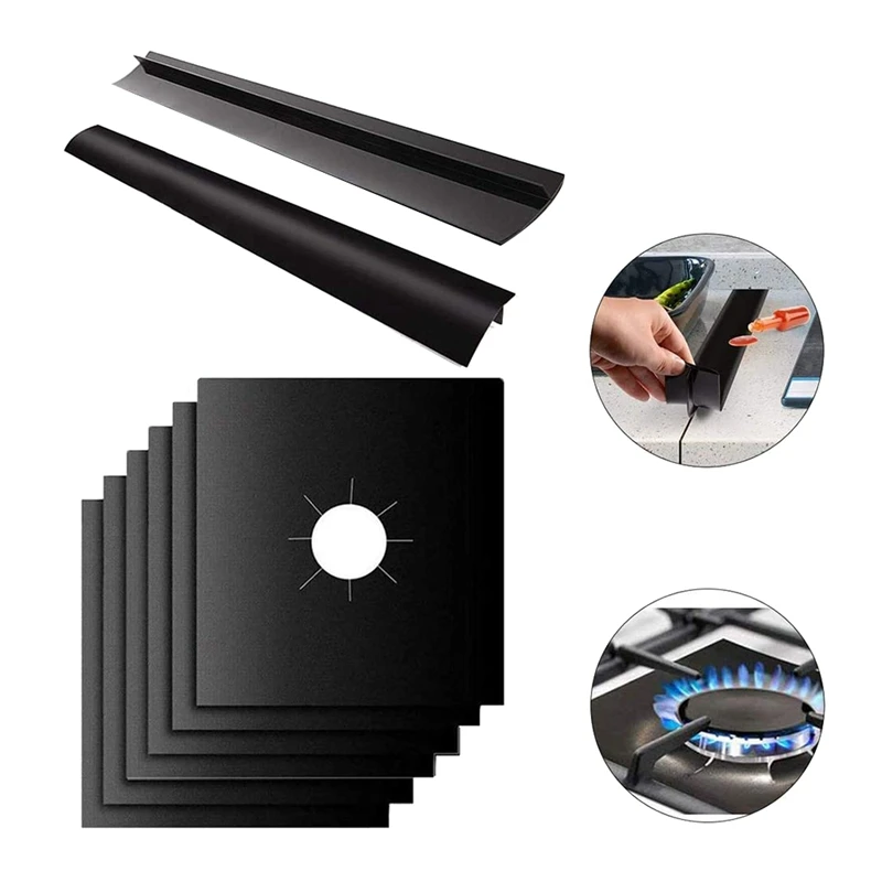 6 шт. крышек для газовой горелки + 2 силиконовых кухонной плиты многоразовые