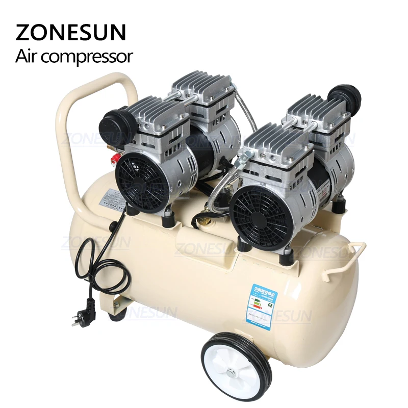 Бесшумный бесмасляный воздушный компрессор ZONESUN из чистой меди 750 Вт 50 л для