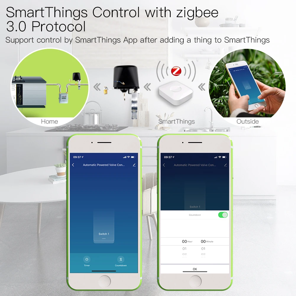 Умный клапан ZigBee 3 0 для газовой воды управление через приложение дистанционное
