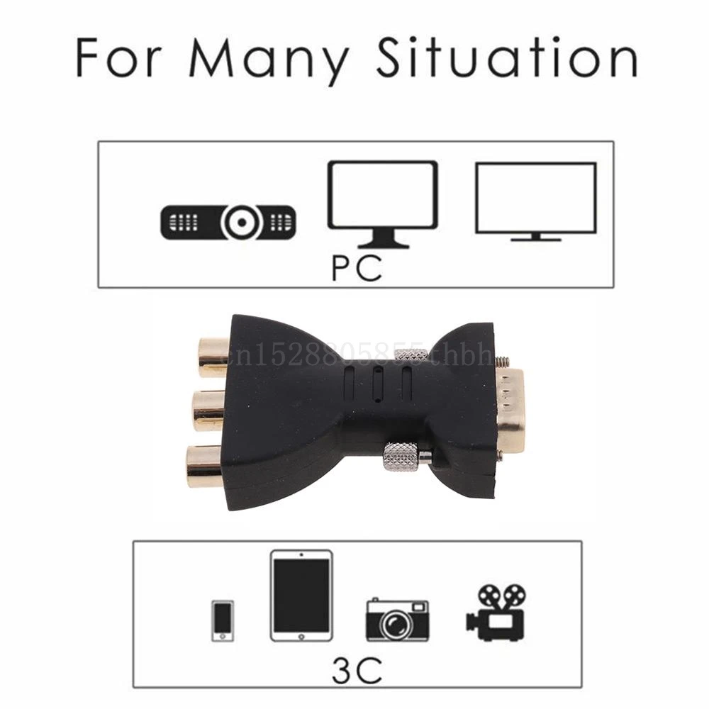 VGA к AV адаптер 3RCA разъем компонент преобразователя видео для DVD ТВ проектора