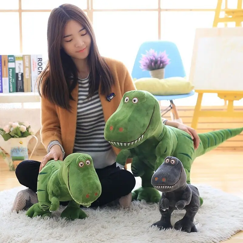 

100CM Cute Kawaii Grey Green Dinosaur Plush Dolls Toys Gift Stuffed Soft Cushion Sofa Pillow Gifts Xmas Gift Party Deco Toys