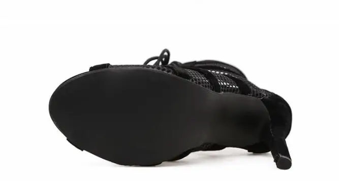 Женские босоножки со шнуровкой stshark черные Босоножки с открытым носком и