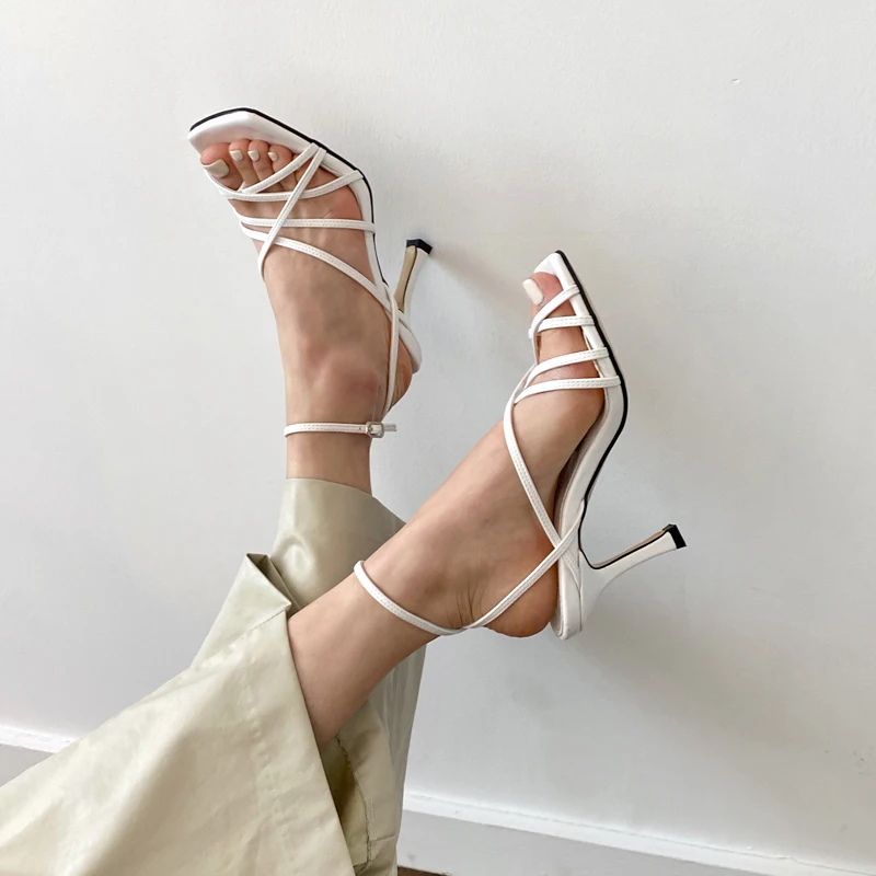 

2021 Women Sandals Ladies High Heels Shoes Woman Slippers Open Toes Fashion Party Multiple Straps Shoes Woman Size 33-42