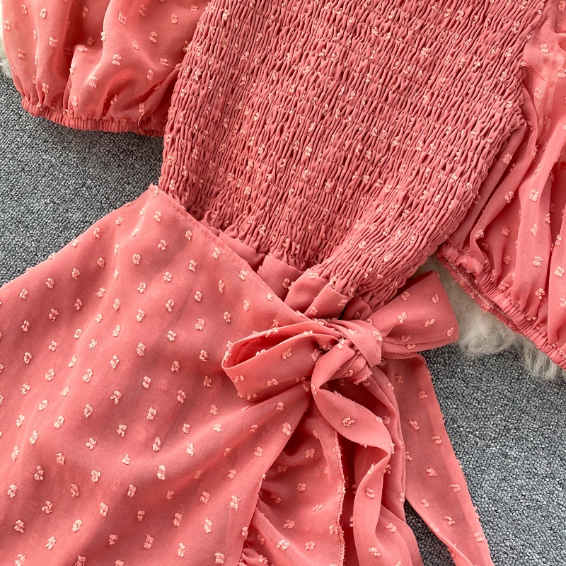 SINGRAIN-женское шифоновое платье с рюшами летнее и рукавами-фонариками сексуальное