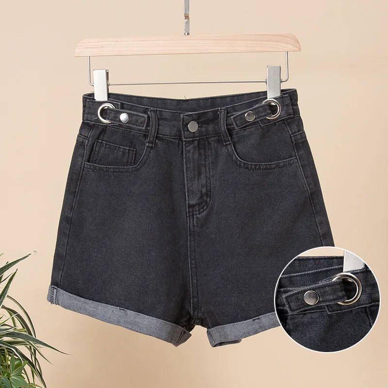 

Aibeautyer Summer Casual Female High Waist Wide Leg Solid Color Denim Shorts Women Vintage Loose Washed Ladies Jeans Shorts