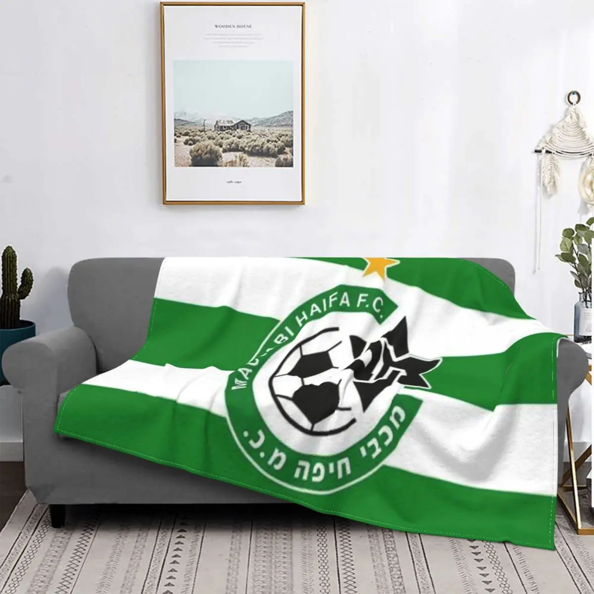

Maccabi Haifa-colcha Fc 2290 para cama, cubierta de cama a cuadros, toalla, manta de Picnic de playa, colchas de lino de algodón
