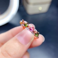 rose gold color full tourmaline stone adjustable rings multicolor cz zircon bridal rings wedding jewelry fashion accessories