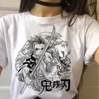 Футболка женская с графическим принтом Demon Slayer, смешная уличная одежда в стиле панк, Kimetsu No Yaiba, одежда с японским аниме
