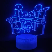 drum kit 3d illusion lamp christmas gift night light beside table lamp 16 colors auto changing desk decoration lamps birthday