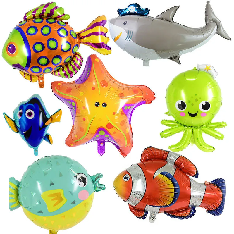 1 шт Sea World акула РЫБЫ Фольга шар гиппокамп Осьминог Морская звезда воздушные