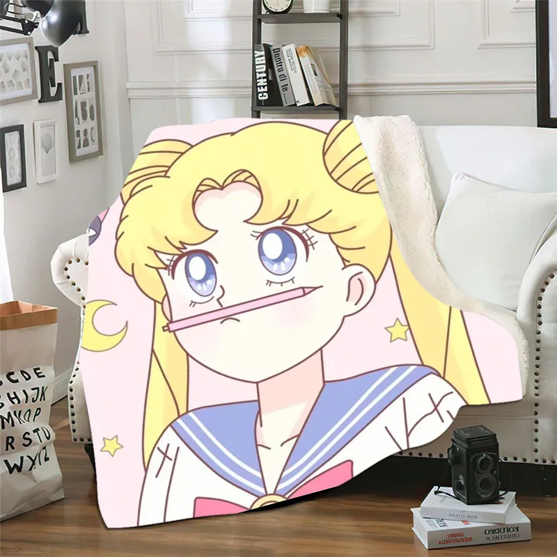 

Одеяло в стиле аниме 40, Фланелевое зимнее утепленное домашнее Фланелевое рождественское шерстяное одеяло, домашнее декоративное мультяшно...