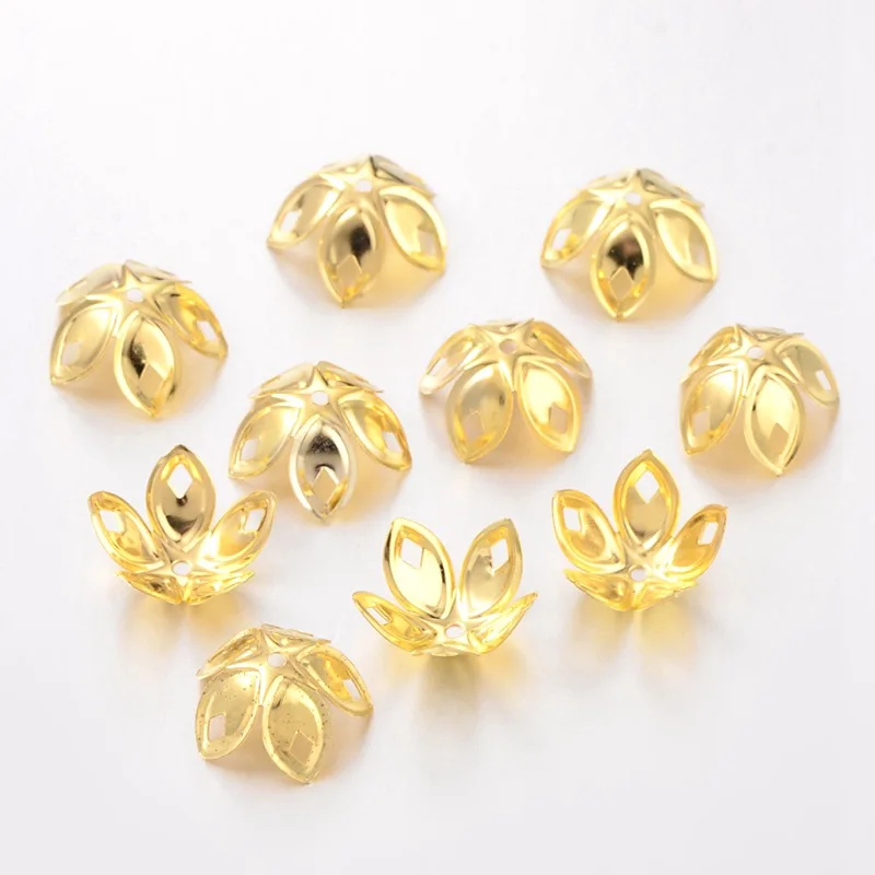 

1000pcs Beads Caps Flower Iron Golden/Silver Color 18mmx8mm hole: 2mm Jewelry DIY Making Necklace Handmade