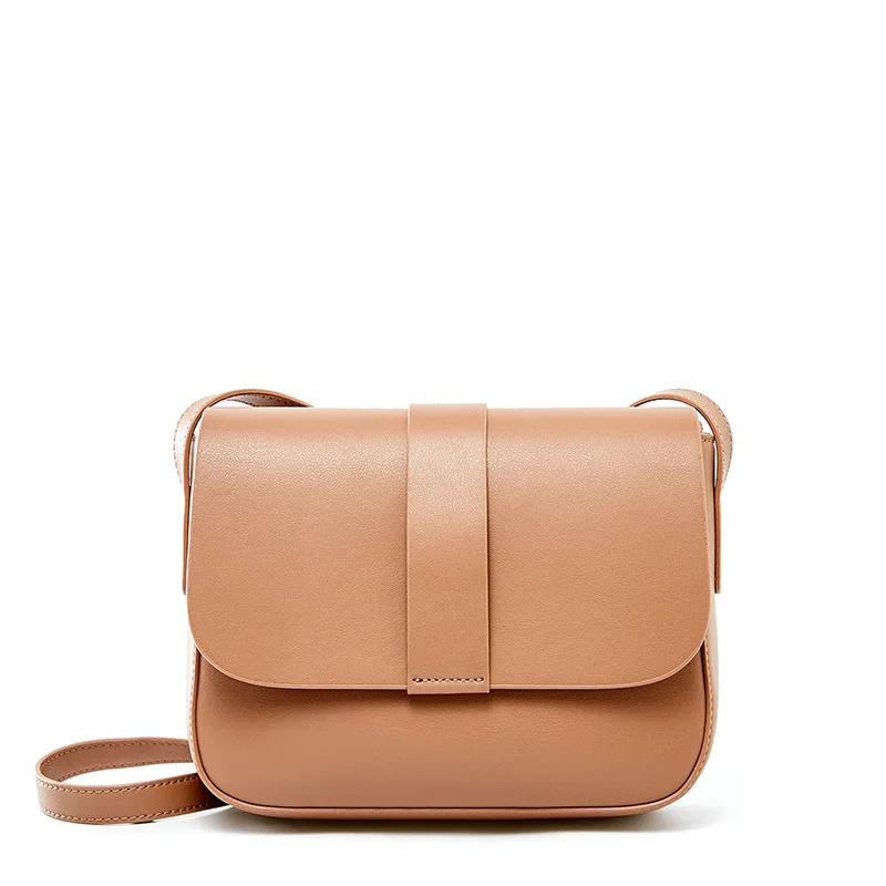 

2021 New Genuine Cow Leather Shoulder Bag Retro Women Flap Elegant Lady Real Leather Handbags Trendy Pure Color Messenger Bags
