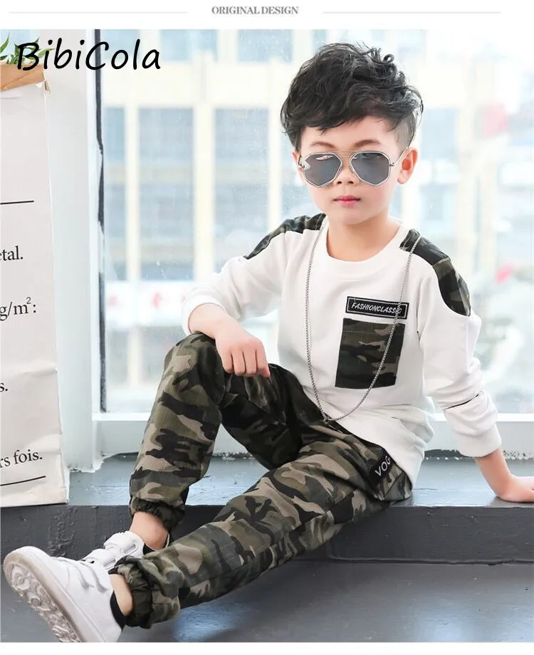 Комплекты одежды для маленьких мальчиков Весенне-Осенняя детская рубашка + штаны