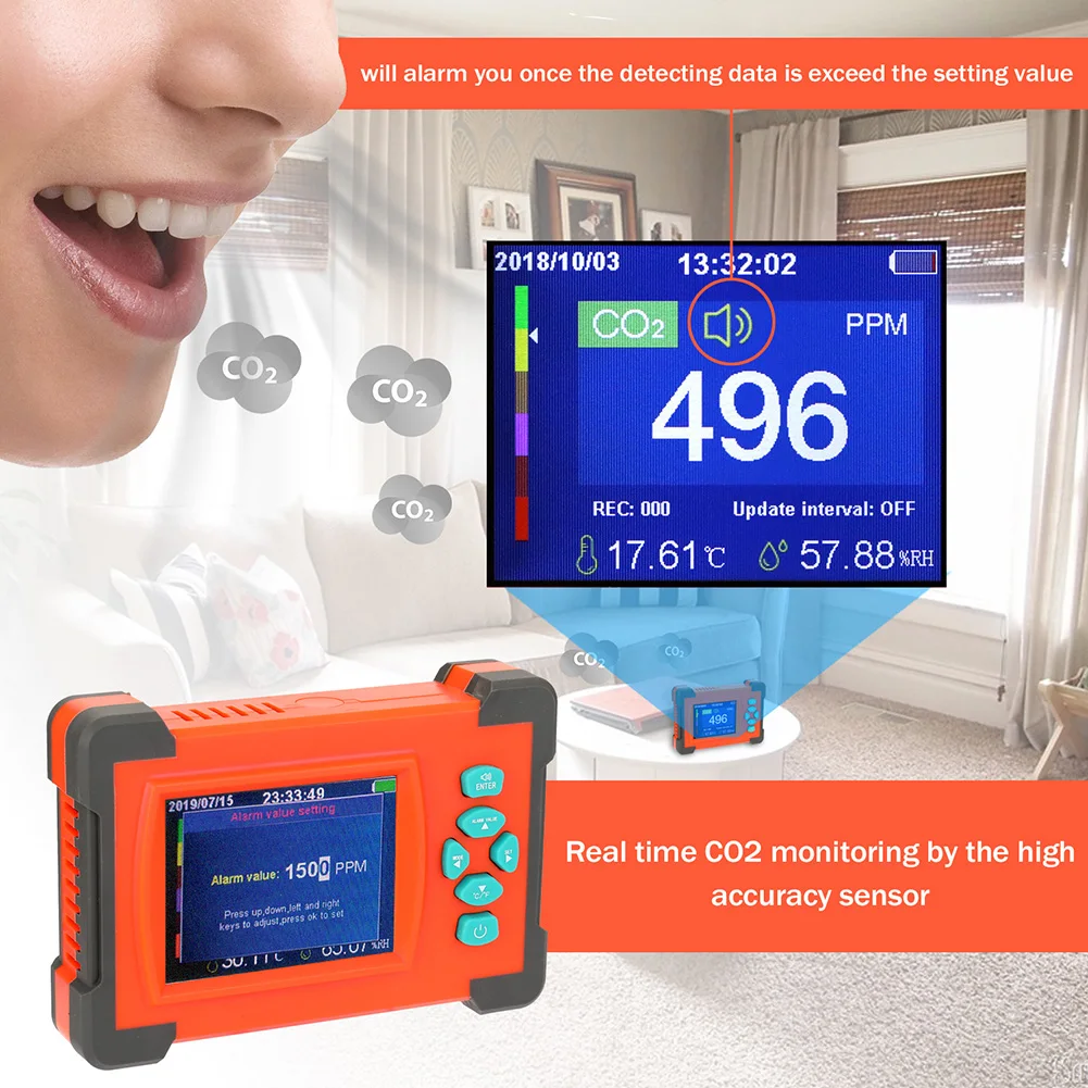 

Carbon Dioxide Detector Indoor Environment Detection Temperature And Humidity Tester New Arrival